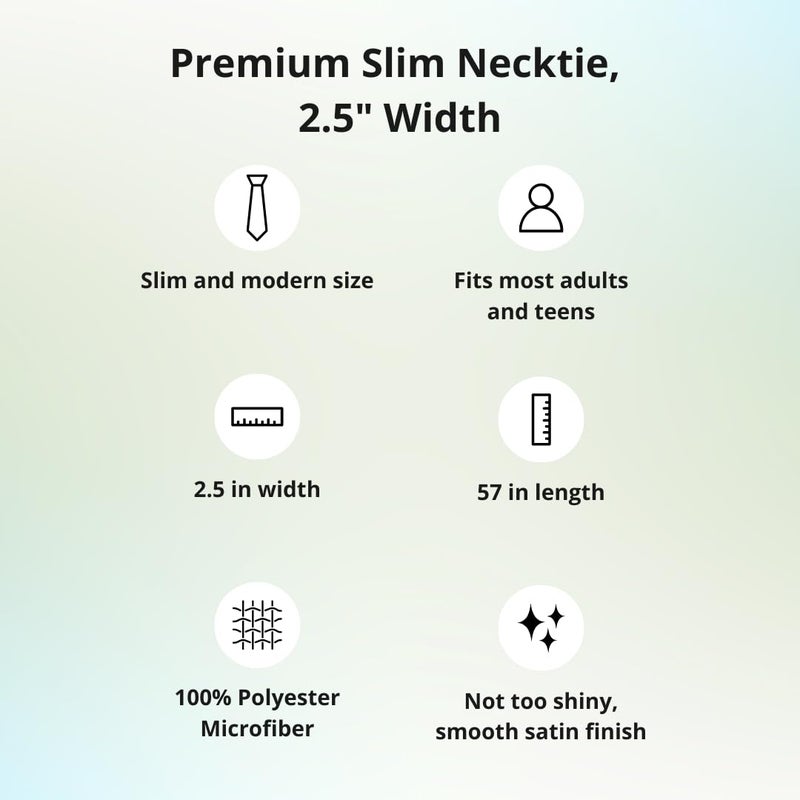 tiemart Premium Slim Necktie, 2.5" Width (Dusty Blue) - Image 5
